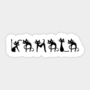 Kamala-Harris-Cat-Lettering-Positive Sticker